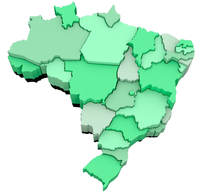 Mapa do Brasil com a abrangência da rede Pronto Farma